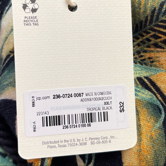 a.n.a Tropical Black Lenin Rayon Blend Elastic Waist Draw String Shorts Sz XXLT - Picture 7 of 11